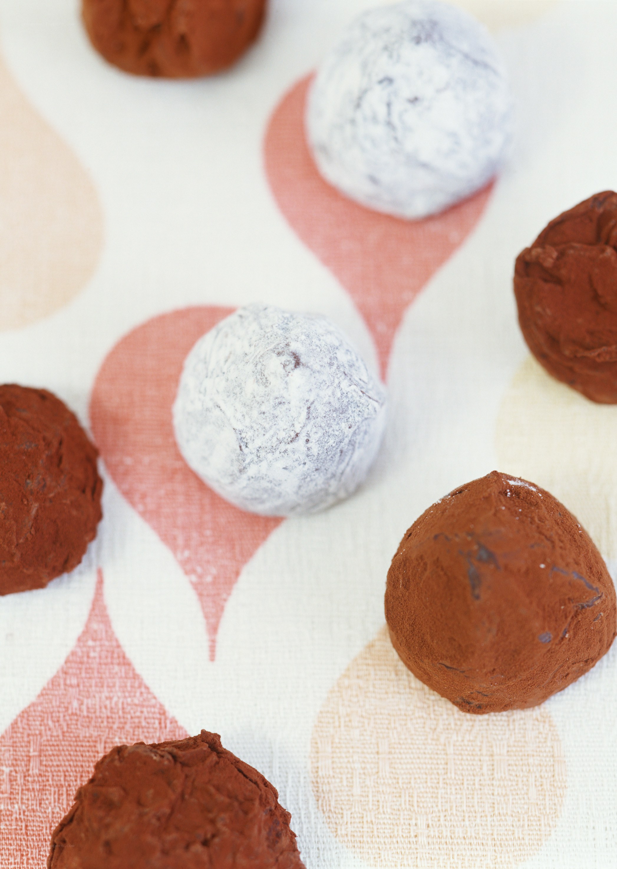 chocolate truffles on patterned cloth
