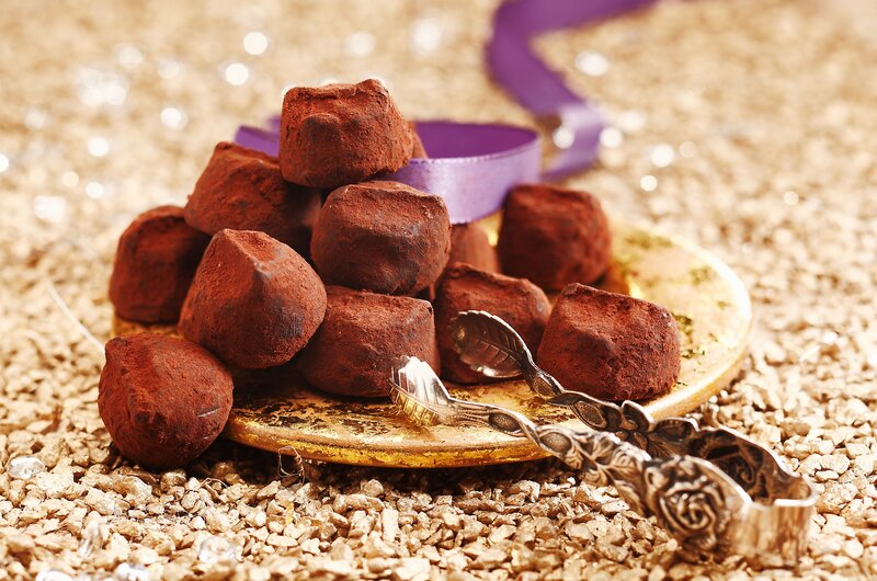 Chocolate Truffles on Plate — Brown, Indulgent