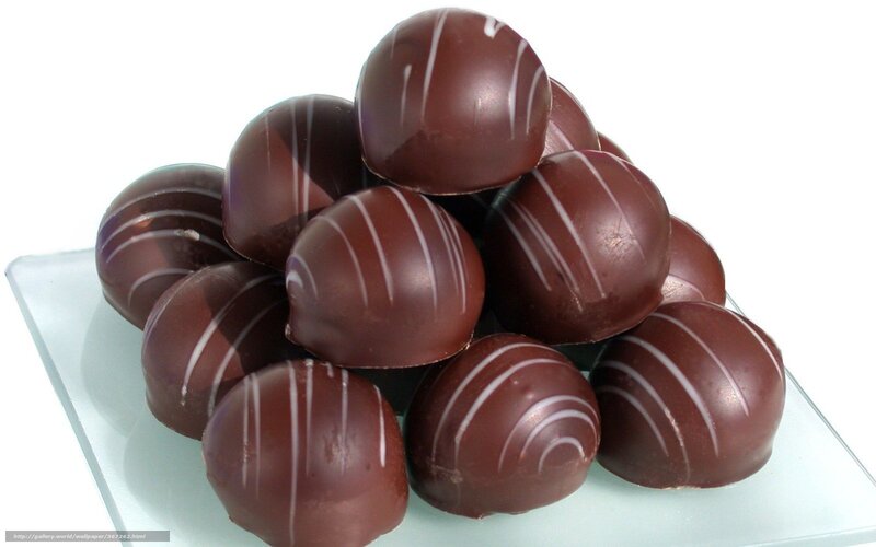 Chocolate Truffles on Plate — Brown, Neutral, Photograph, White Background
