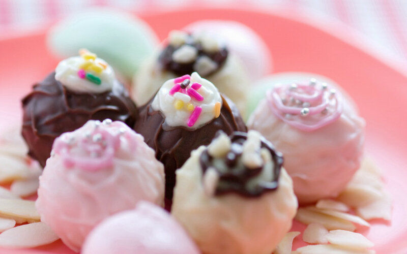Chocolate Truffles on Plate — Pink