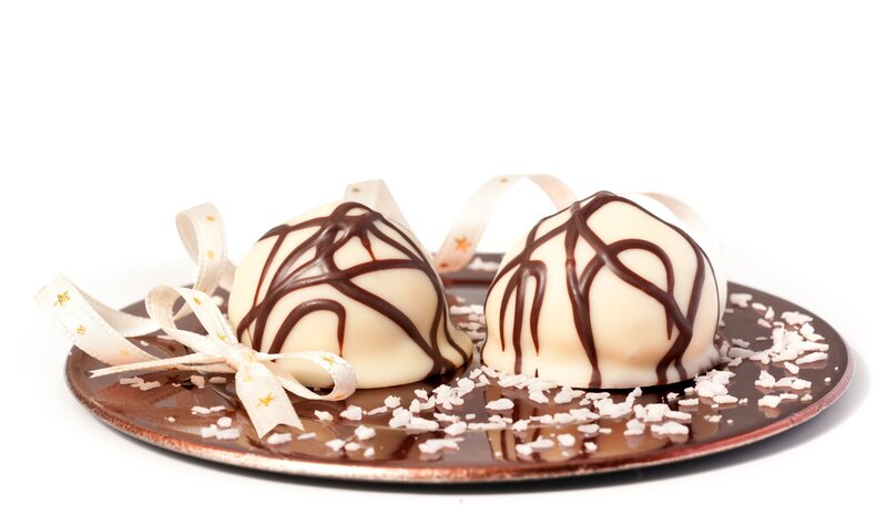 Chocolate Truffles on Plate — White, Delicate