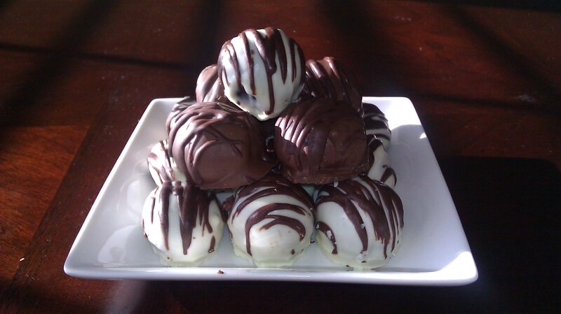 Chocolate Truffles on Plate — White