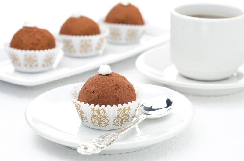Chocolate Truffles on Plates