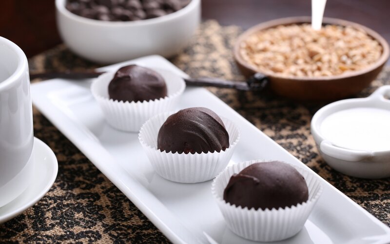 Chocolate Truffles on Tray — Brown, Calm