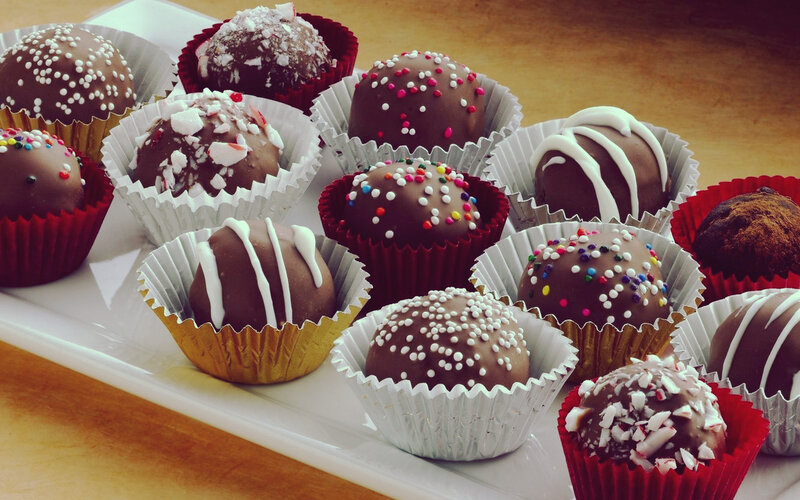 Chocolate Truffles on Tray — Brown