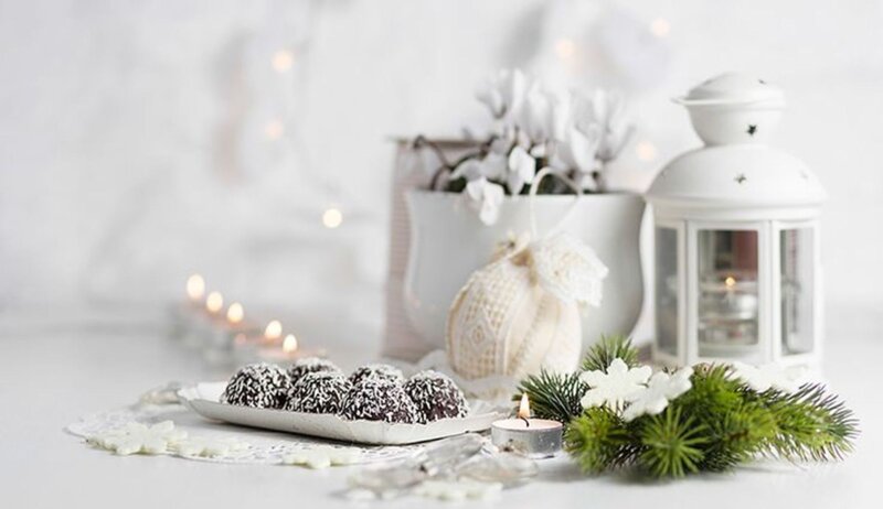 Chocolate Truffles on Tray — White
