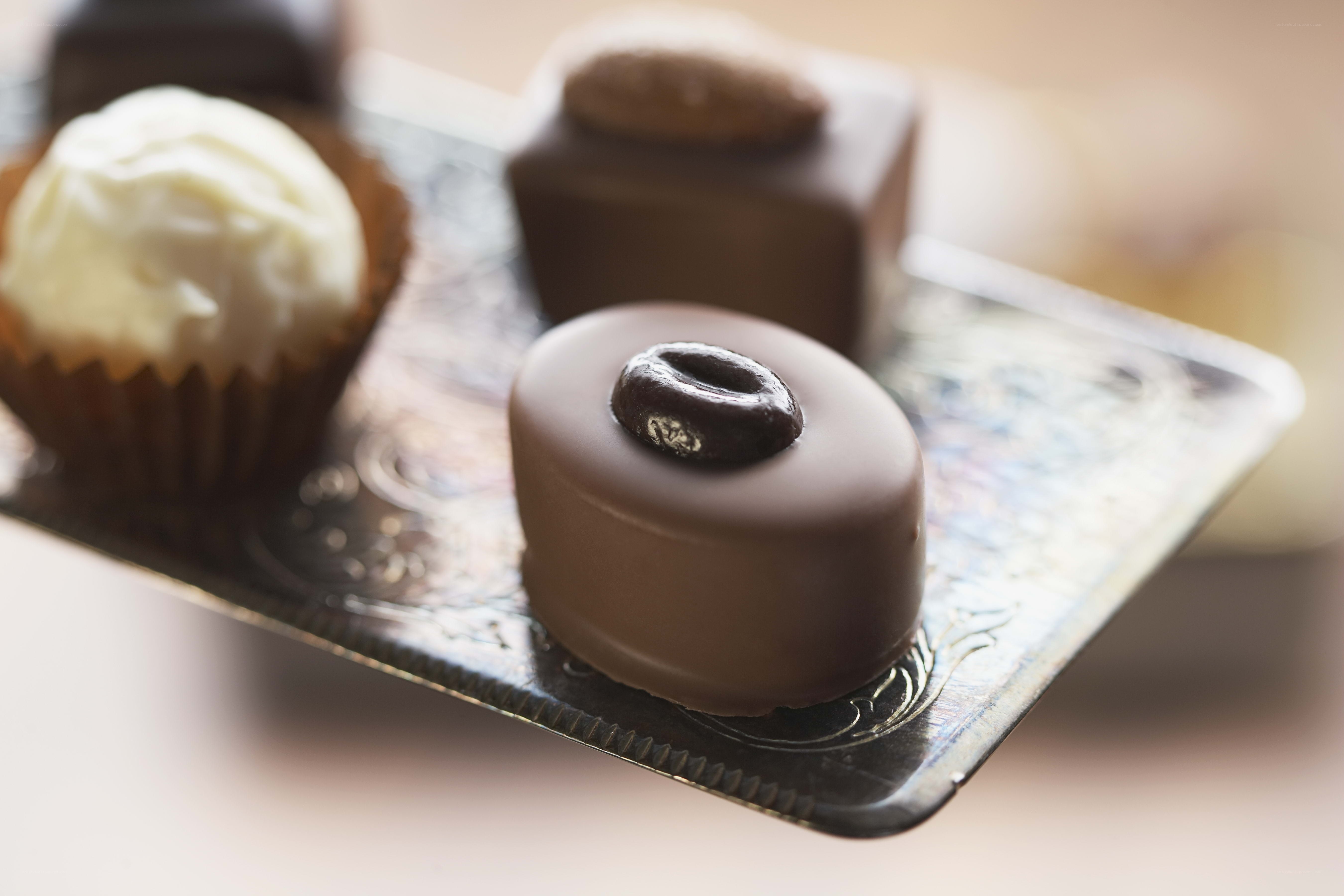 chocolate truffles on tray