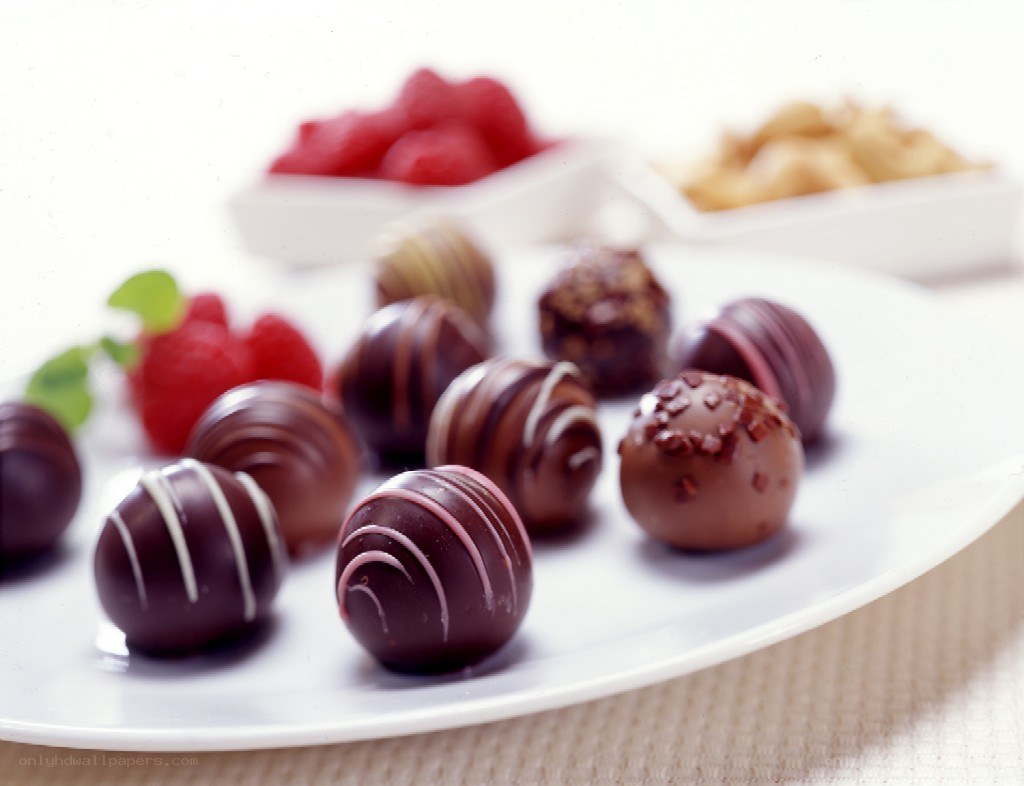 chocolate truffles with berries