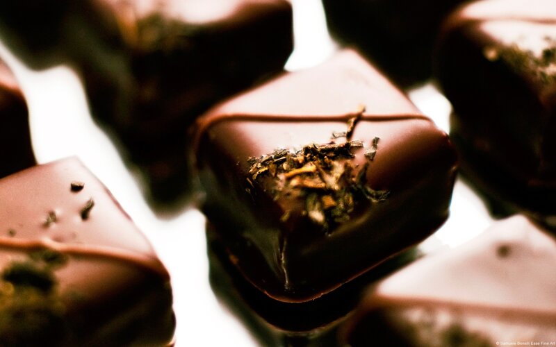 chocolate truffles with tea leaves