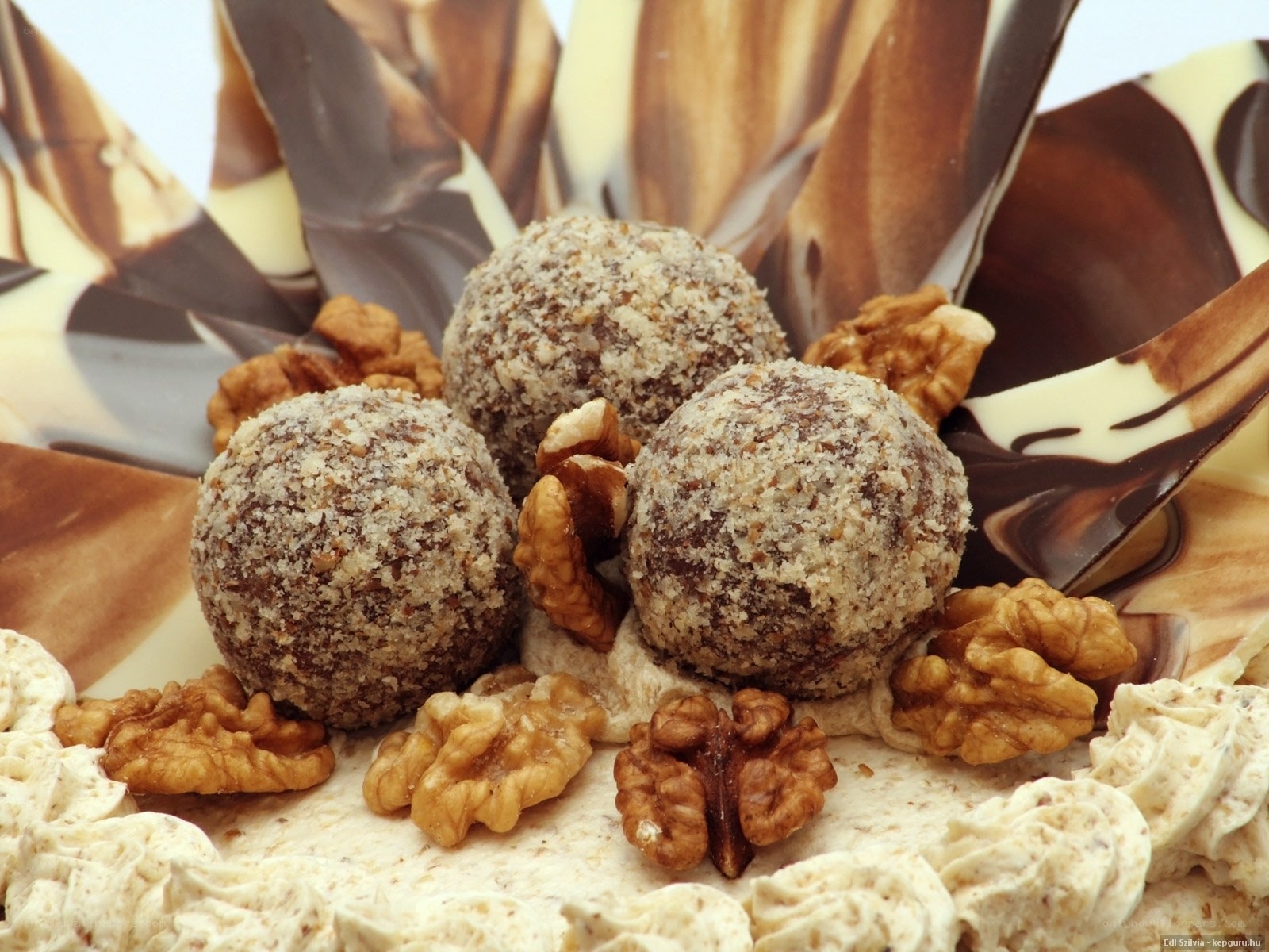 chocolate truffles with walnuts