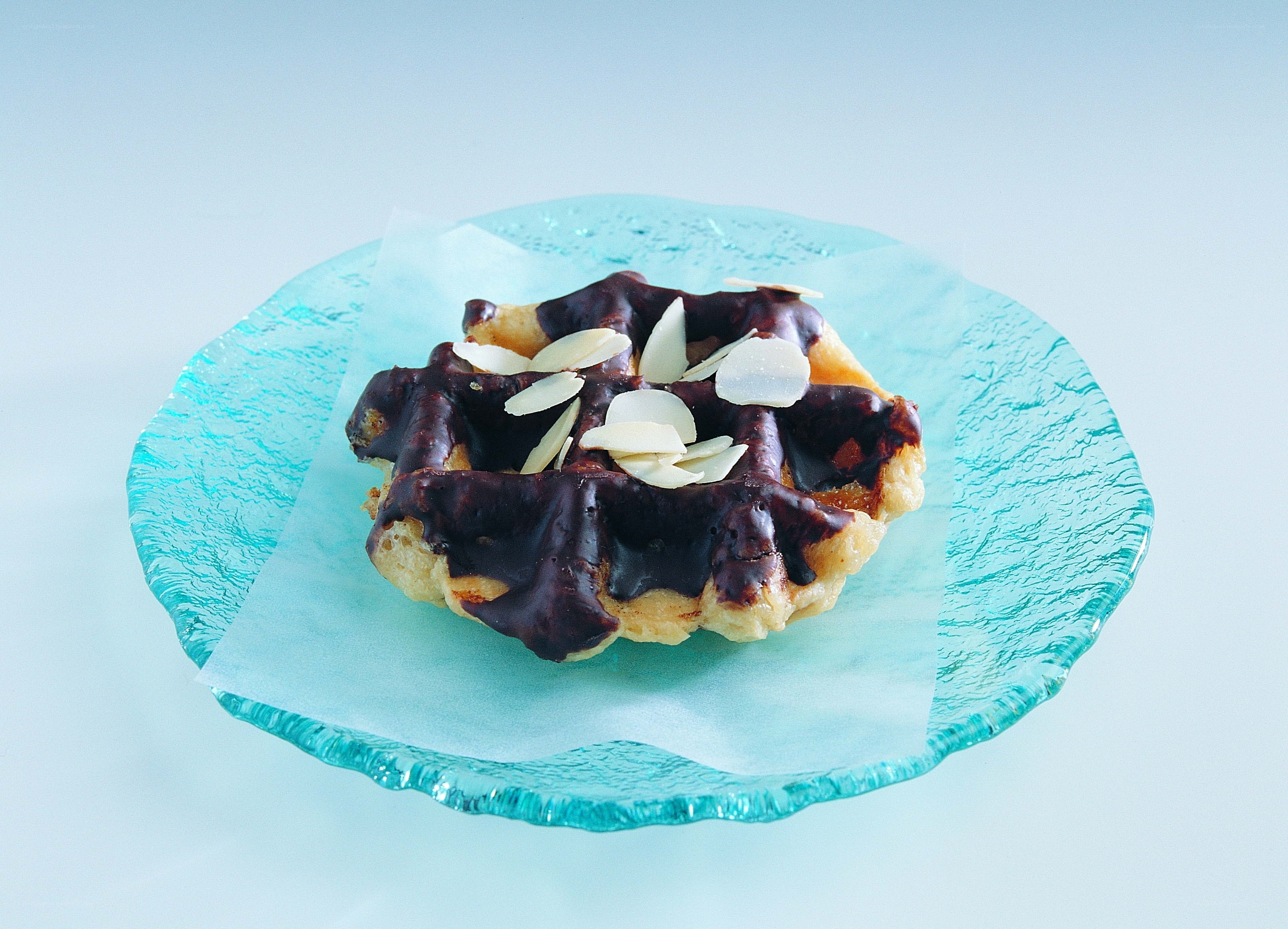 chocolate waffle with almonds