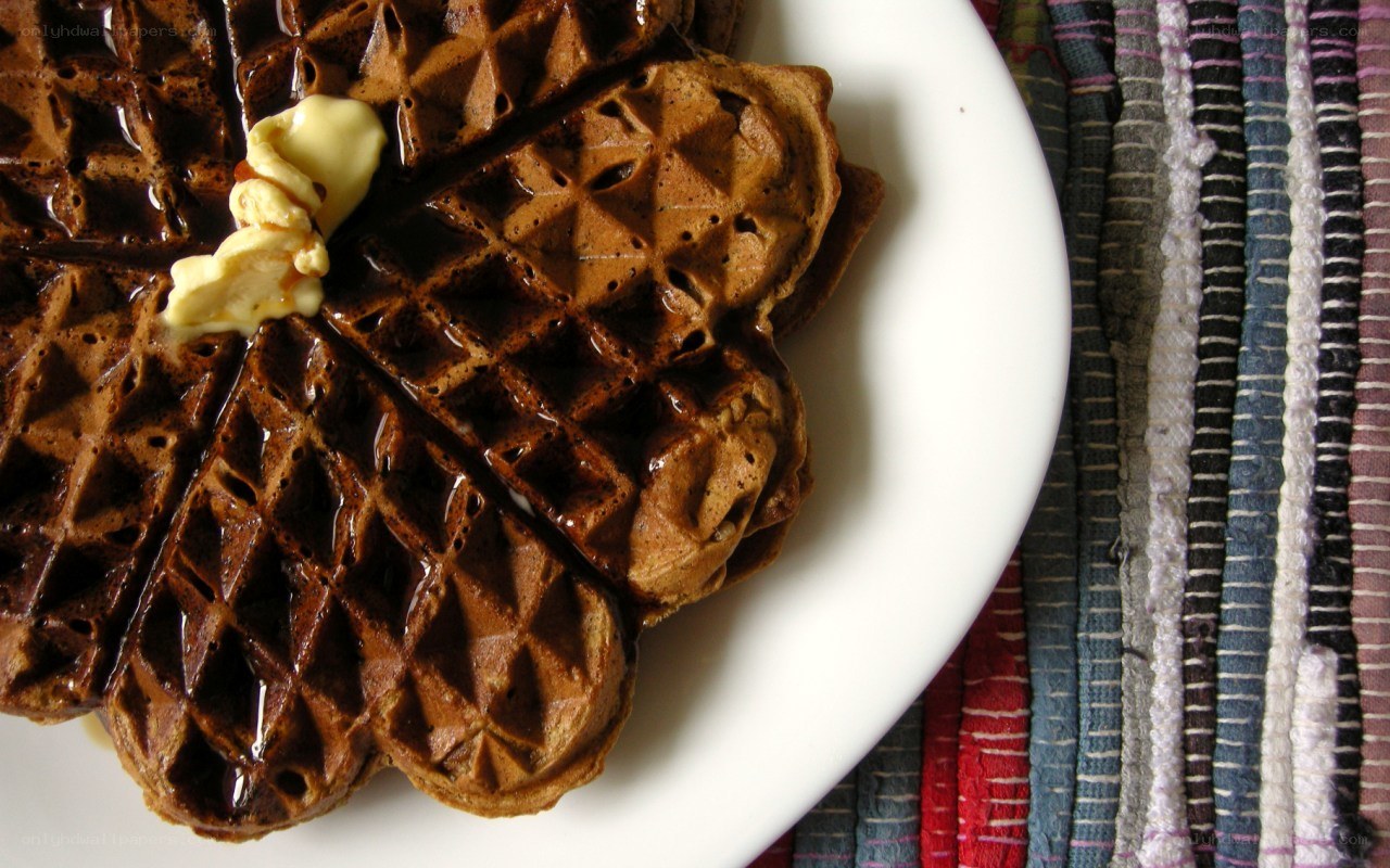 chocolate waffles with butter