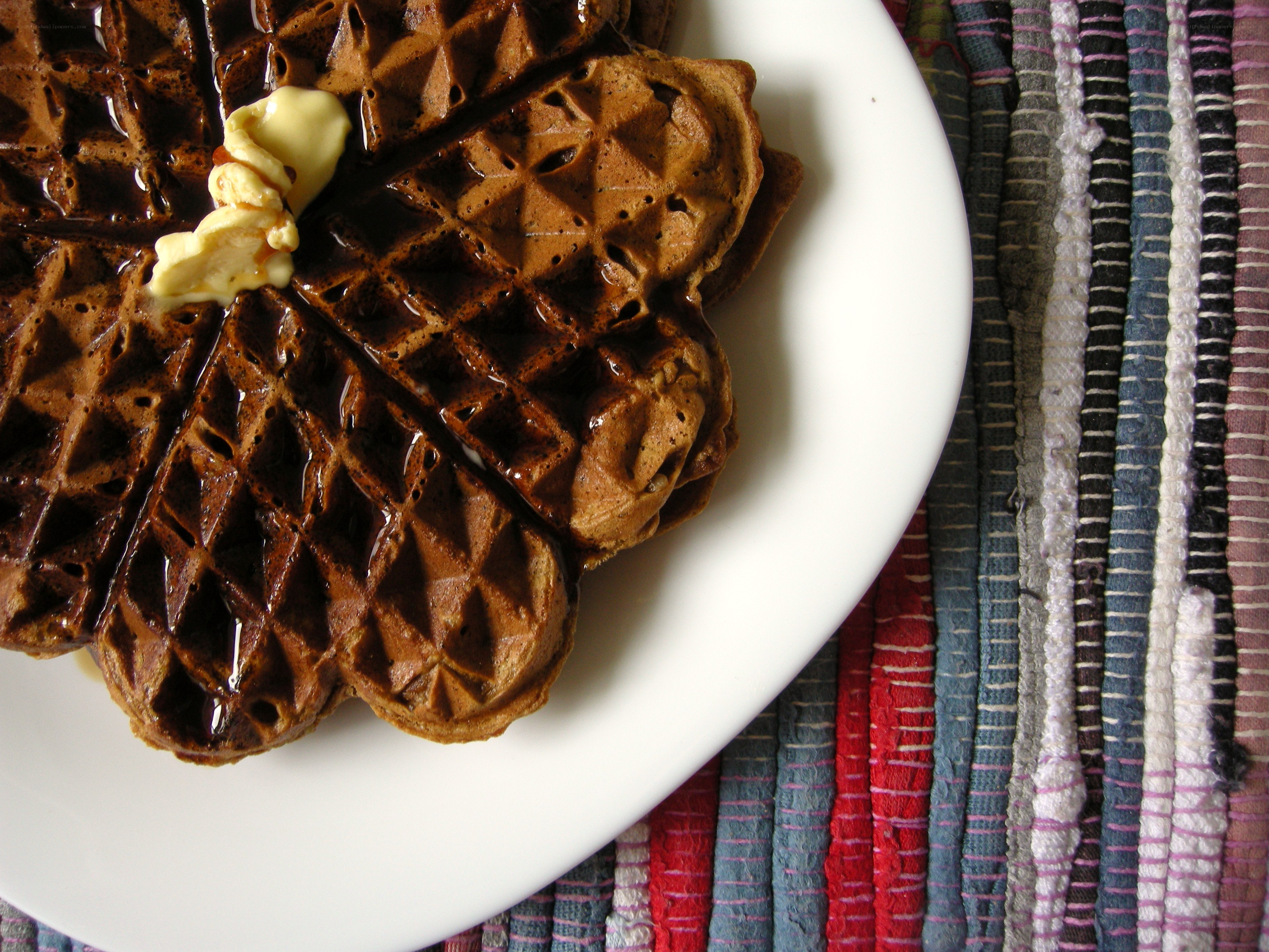 chocolate waffles with butter