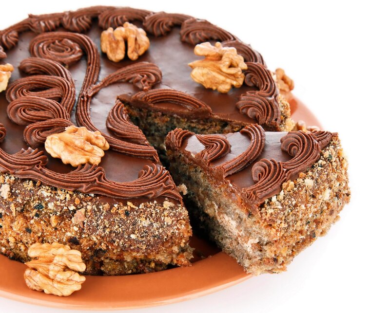 Chocolate Walnut Cake — Brown, Appetizing, Photograph, Walnuts