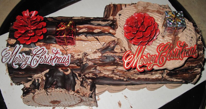 Chocolate Yule Log Cake — Brown