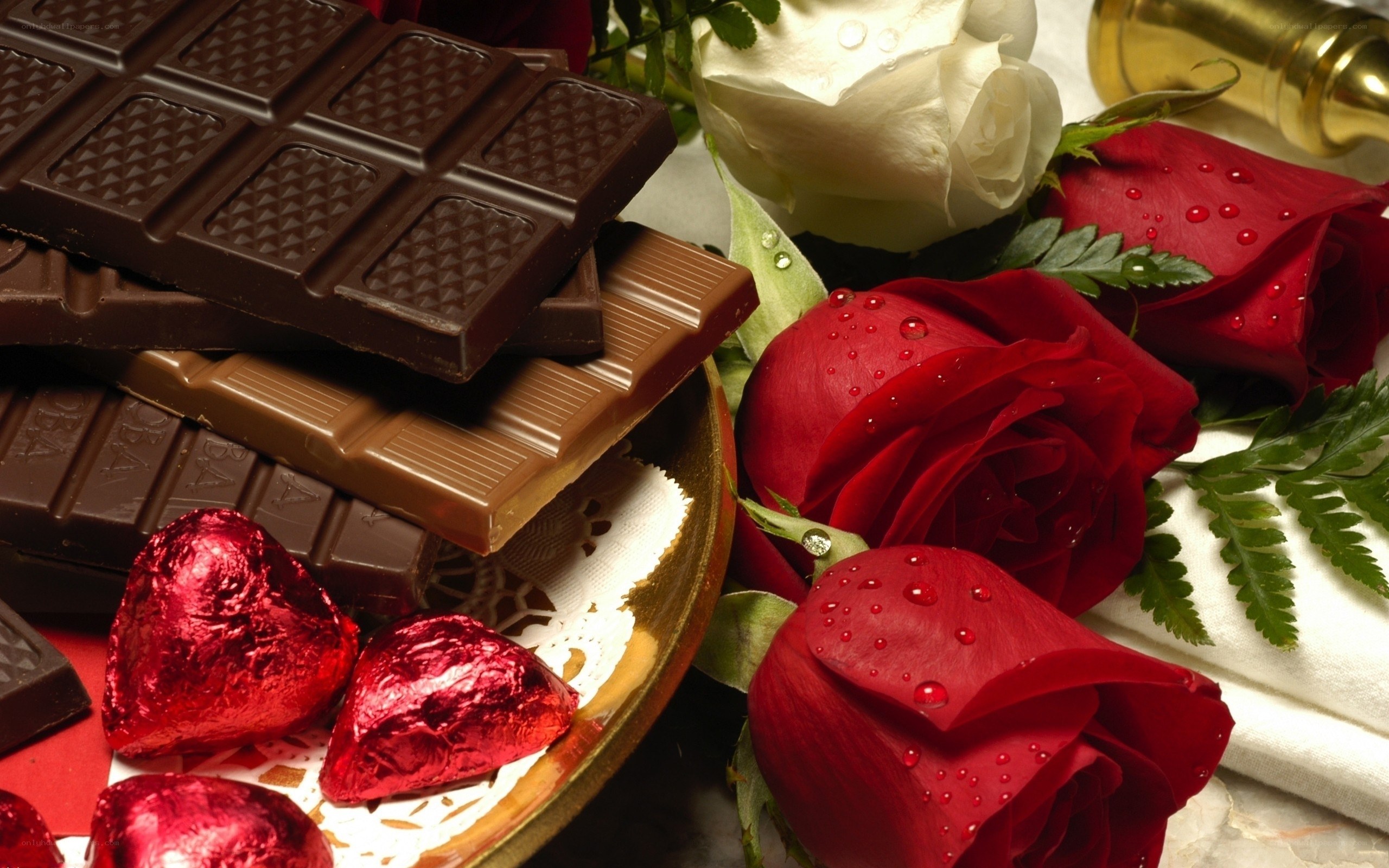 Chocolates and roses arrangement