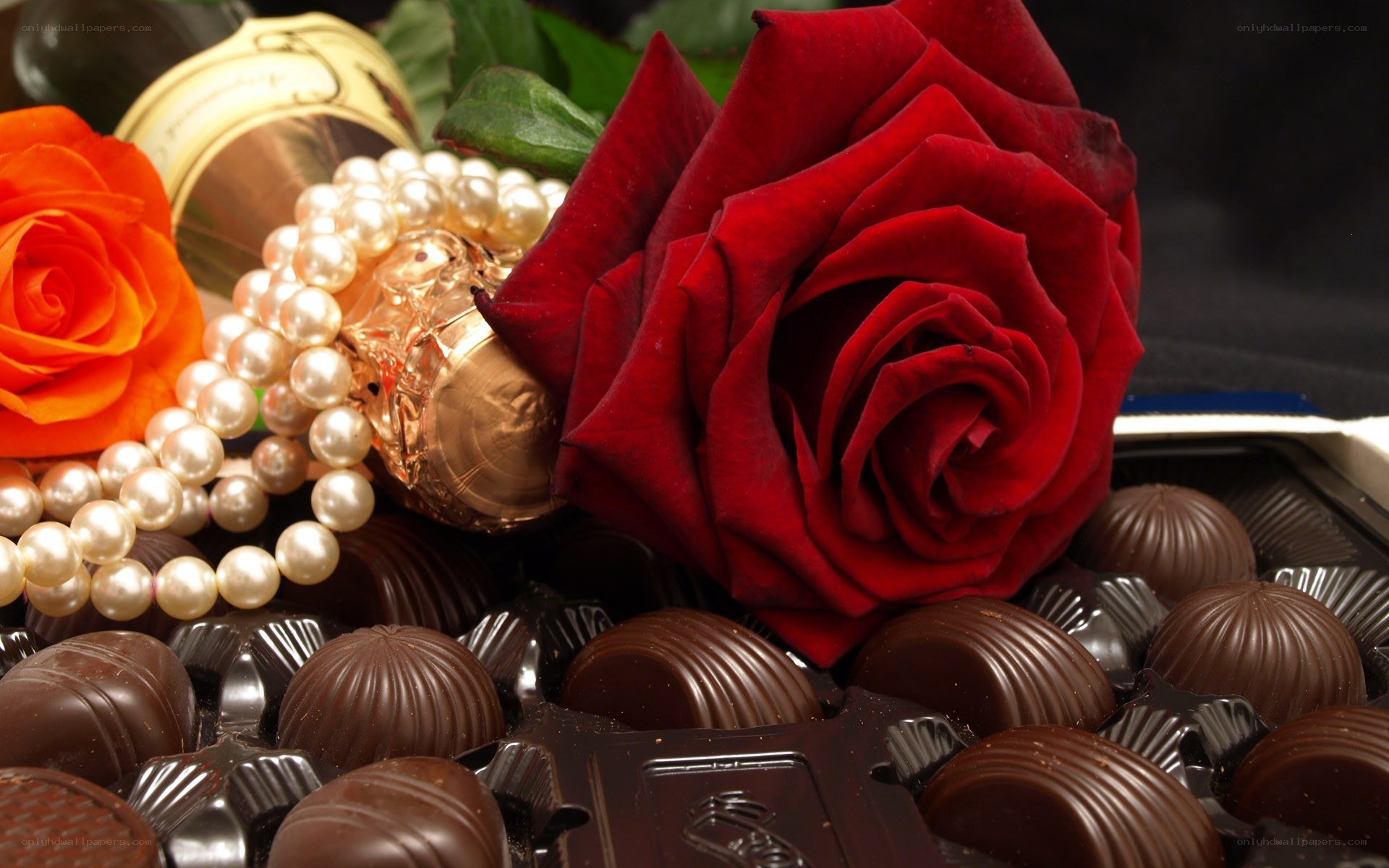 chocolates with roses and pearls