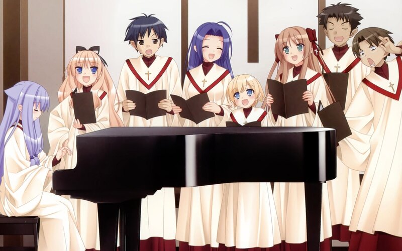Choir singing with piano accompaniment