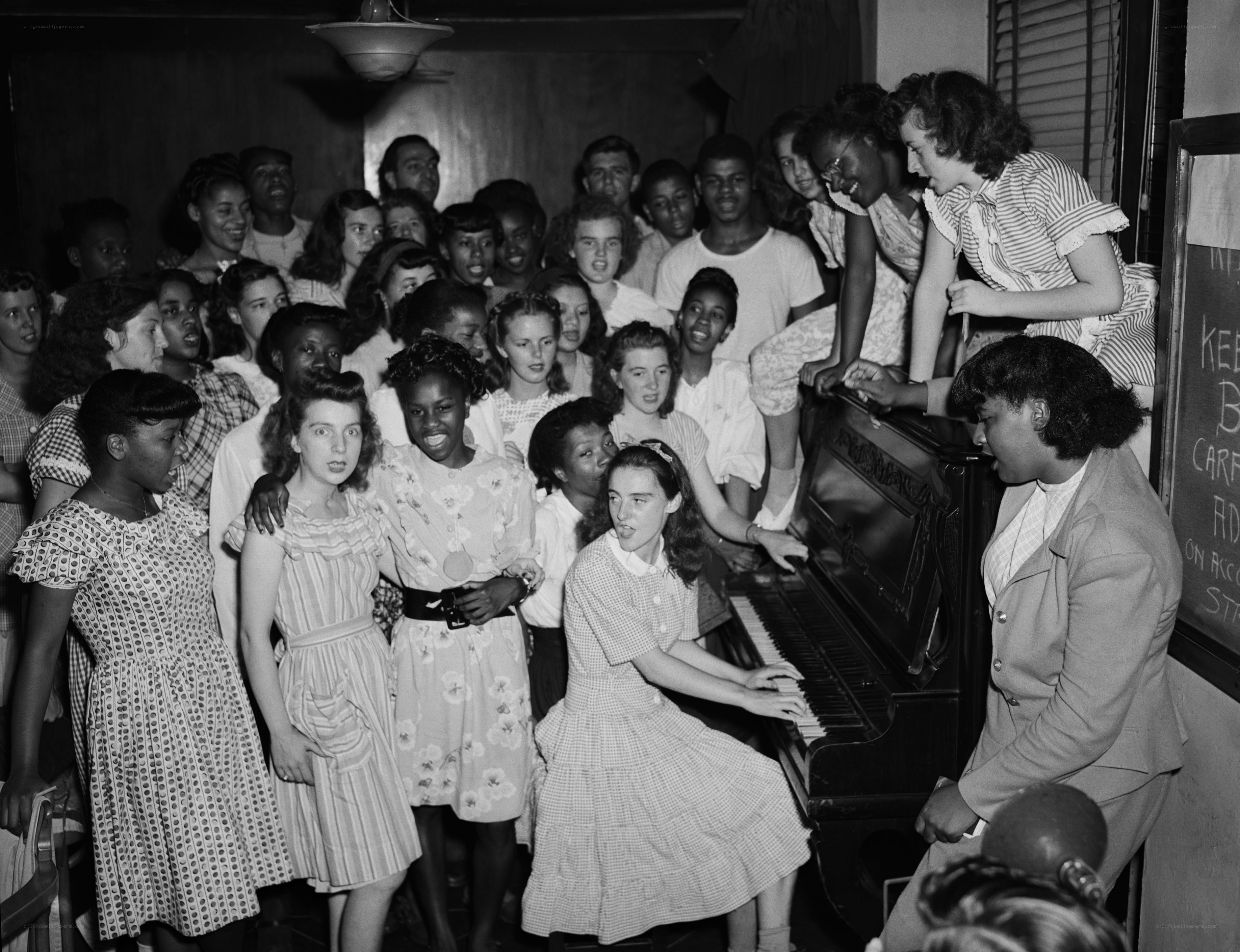 Choir singing with piano accompaniment