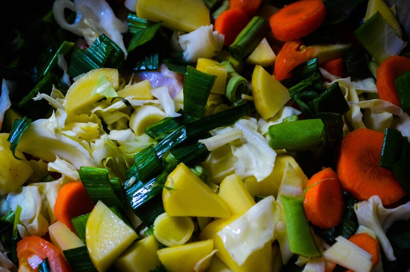 Chopped Vegetables in a Pot