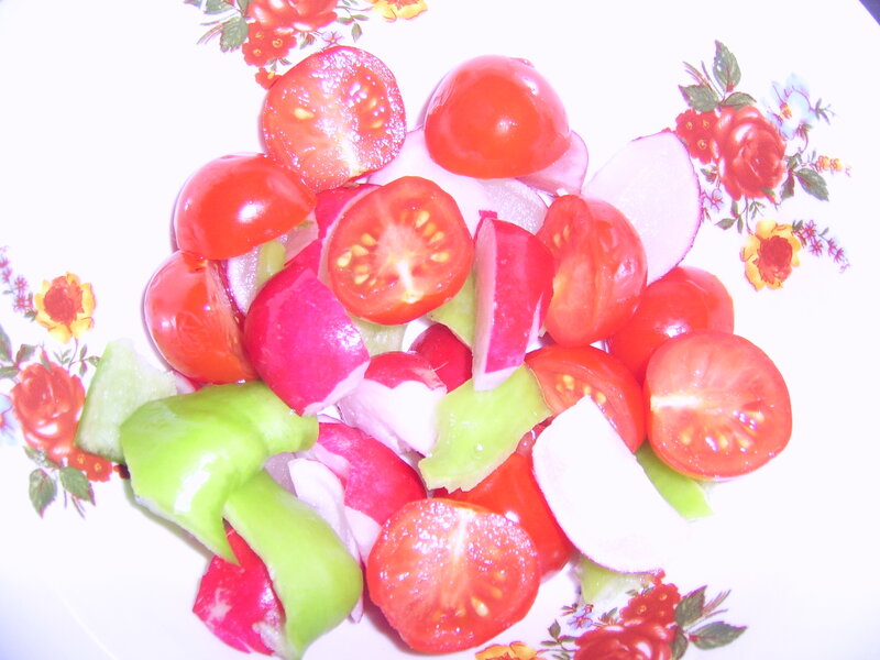 Chopped Vegetables on Plate