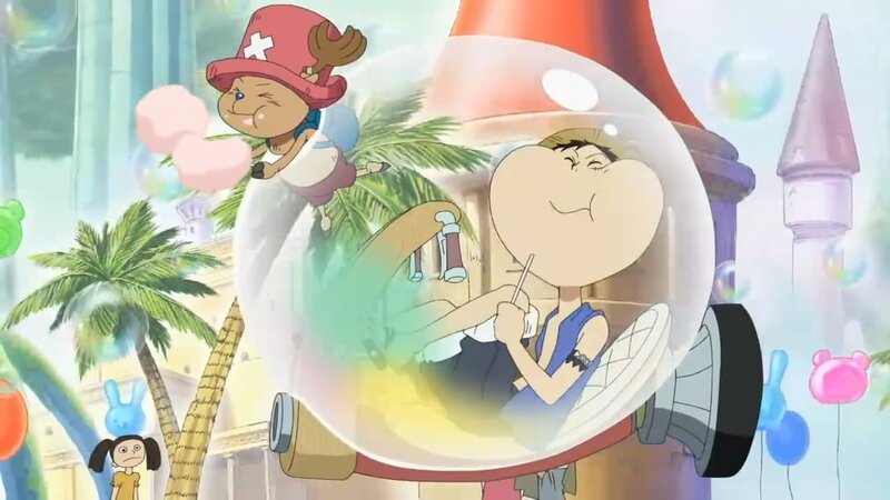 Chopper and Usopp in a bubble