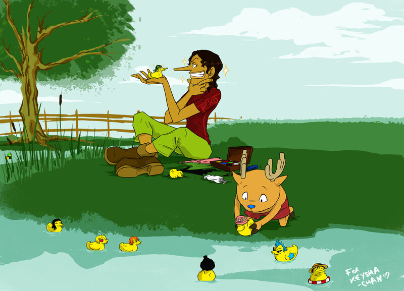 Chopper and Usopp with rubber ducks