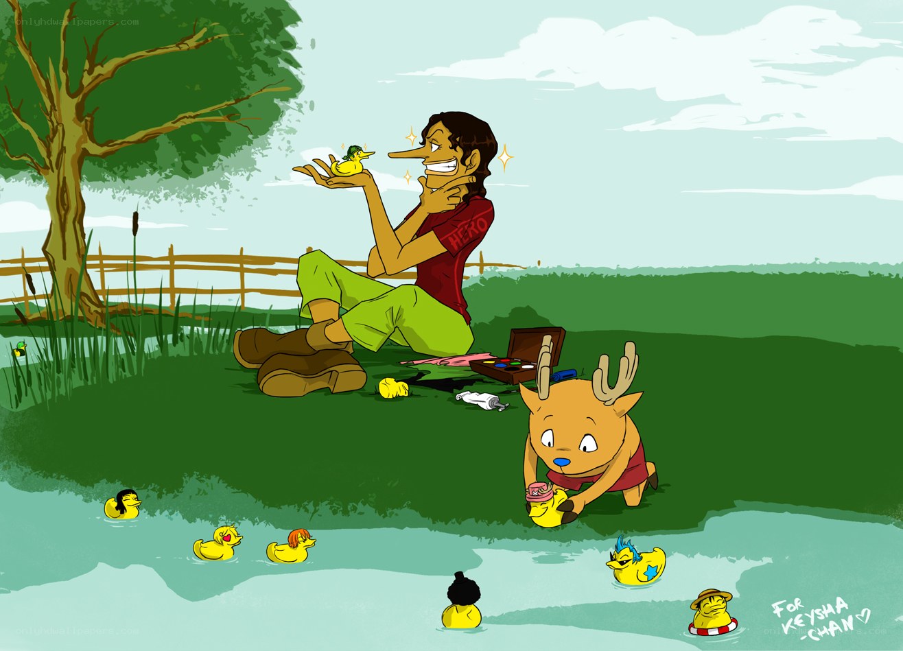 Chopper and Usopp with rubber ducks