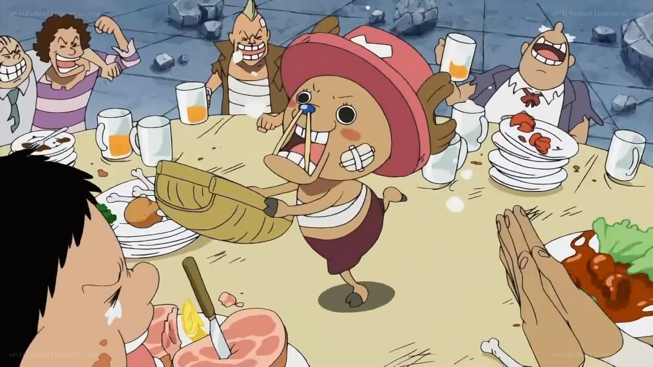 Chopper eating at a feast