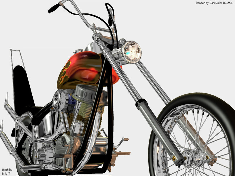 Chopper Motorcycle — Black, Neutral, 3d Render, Fuel Tank