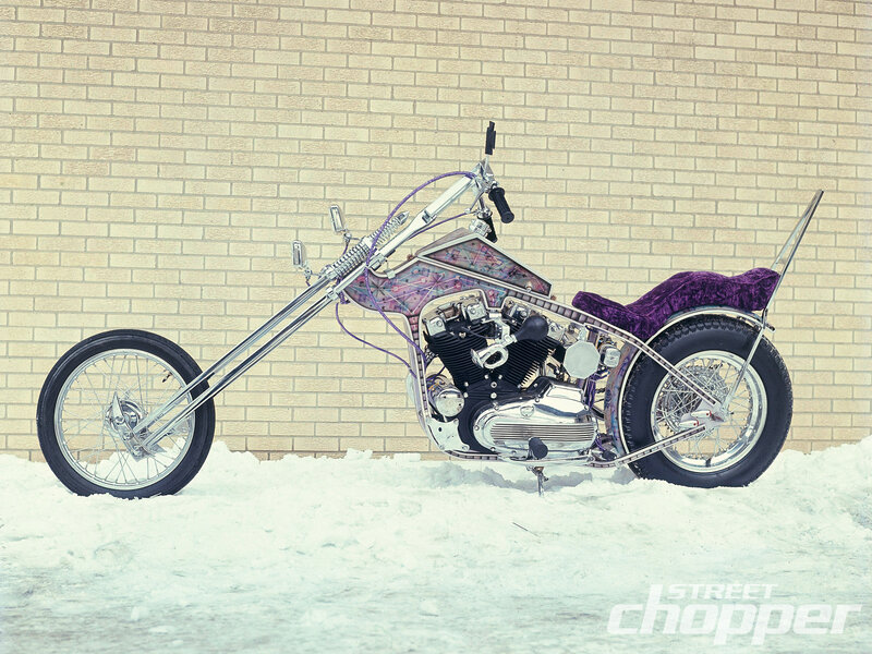 Chopper Motorcycle in Snow