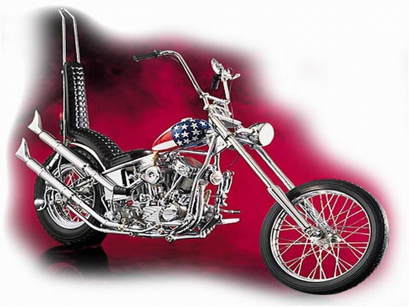 Chopper Motorcycle — Red, Dramatic, Photograph