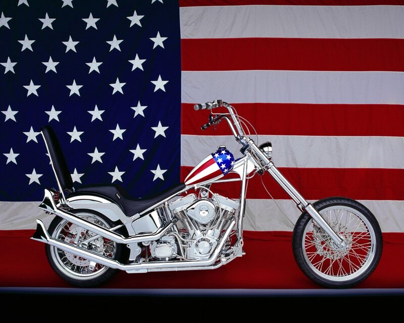 Chopper Motorcycle — Red, Patriotic