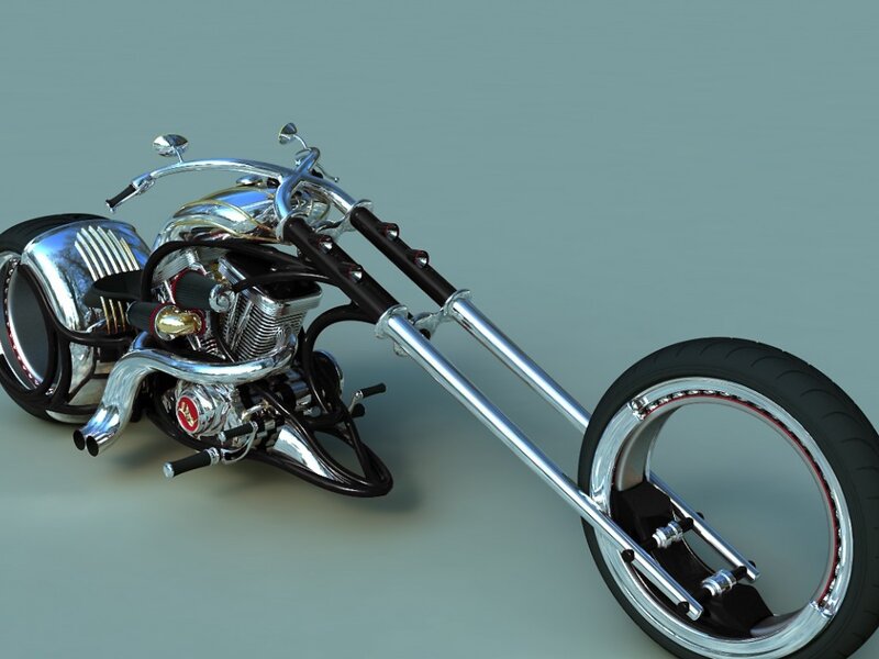 Chopper Motorcycle — Silver, Neutral