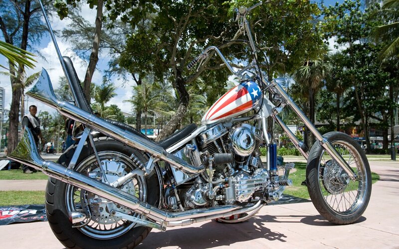 Chopper Motorcycle — Silver, Outdoor, Afternoon