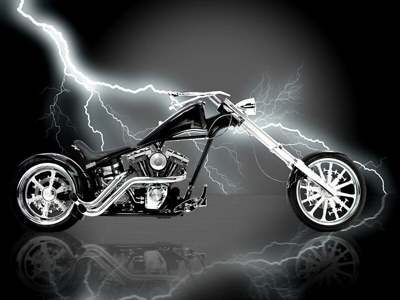 Chopper motorcycle with lightning