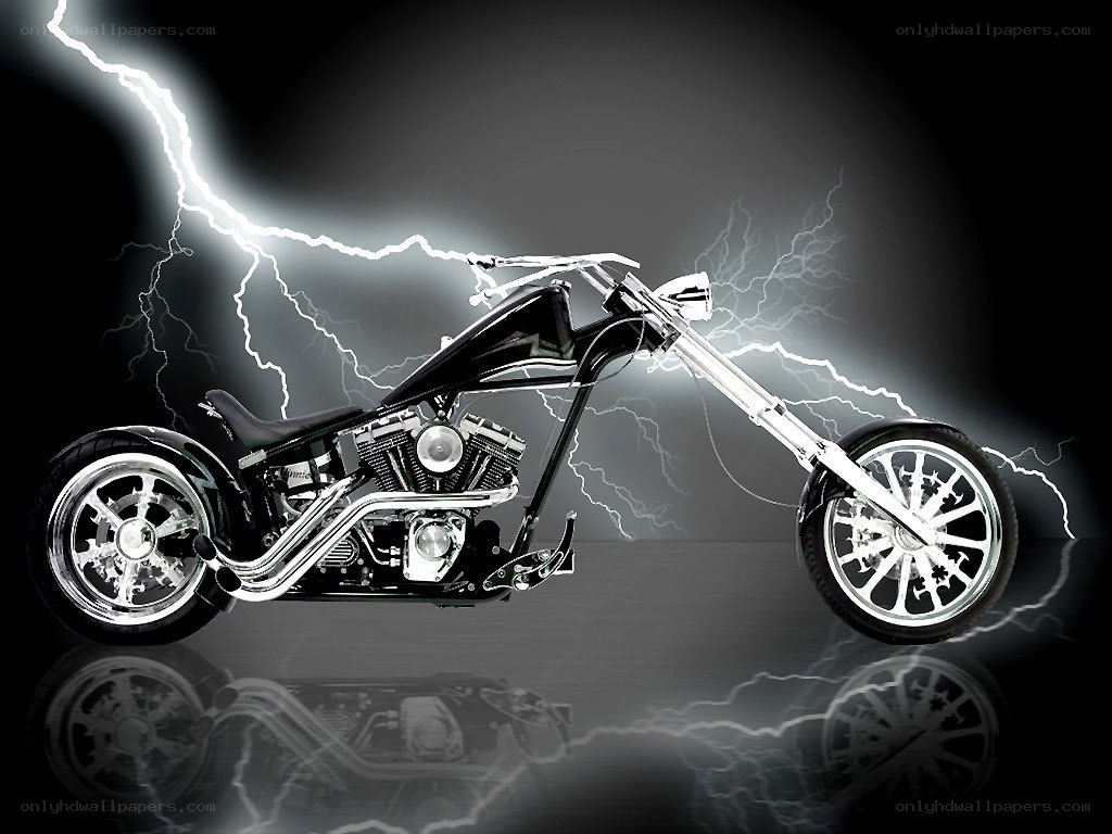 Chopper motorcycle with lightning