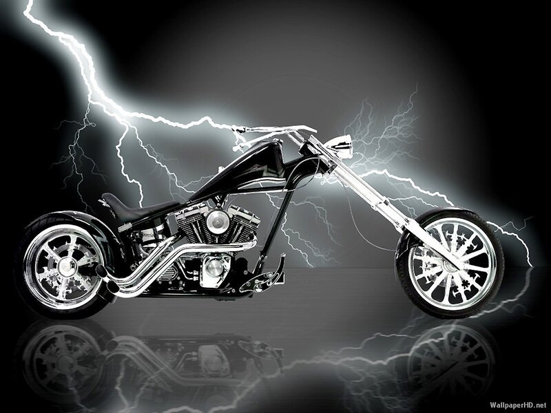 Chopper motorcycle with lightning