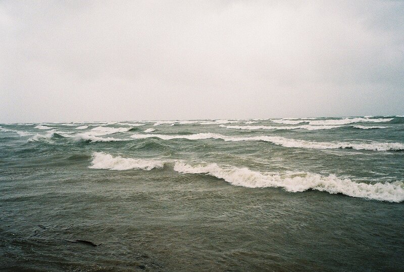 Choppy sea under overcast sky