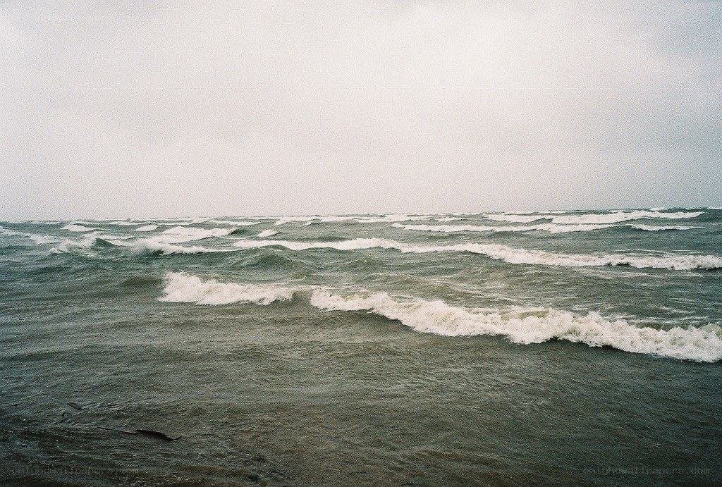 Choppy sea under overcast sky