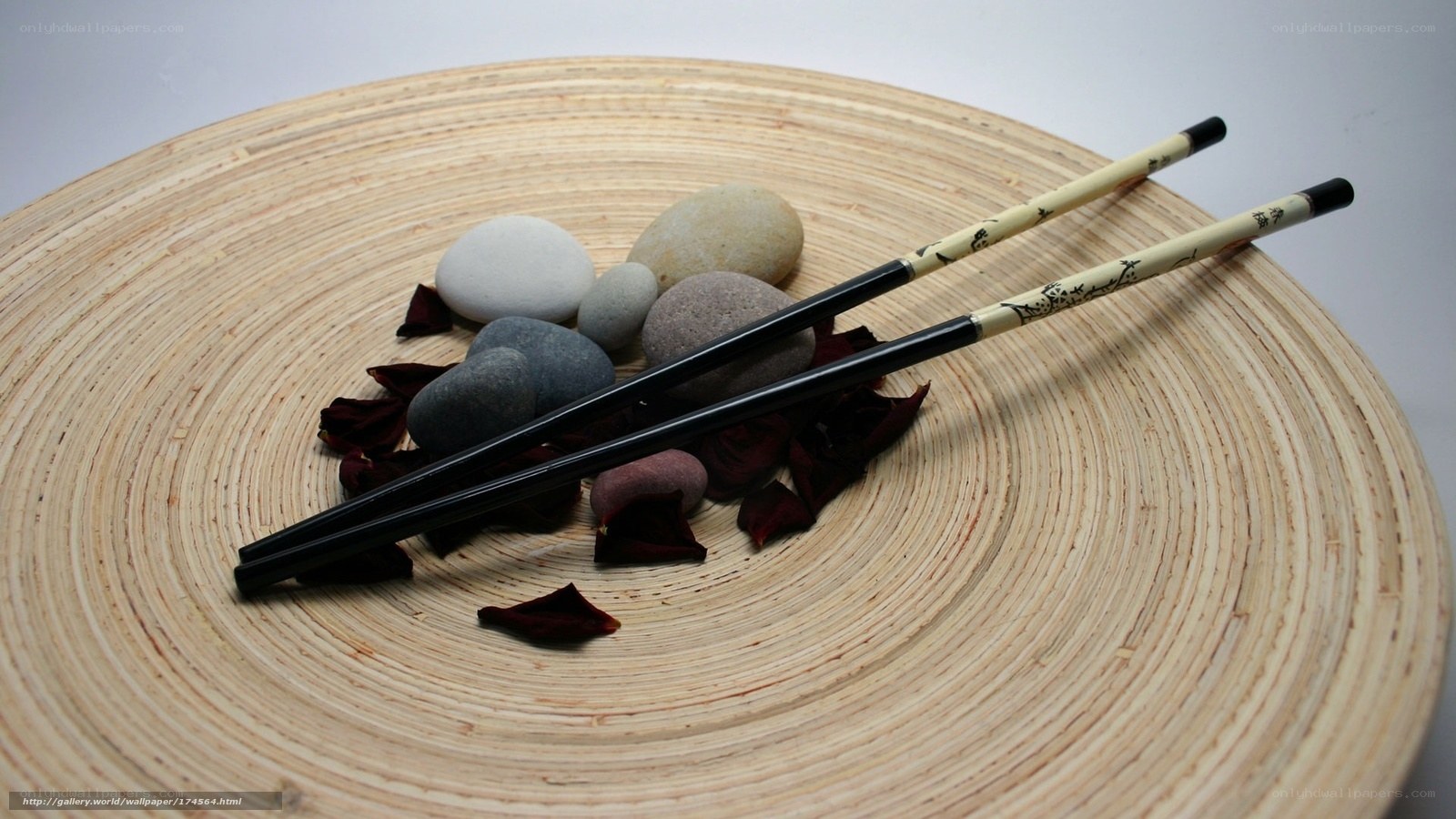Chopsticks on bamboo tray