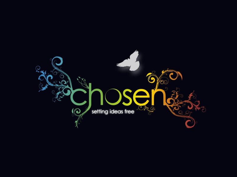 Chosen logo with dove and swirls
