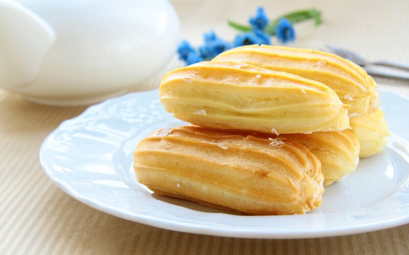 Choux Pastries on Plate — White