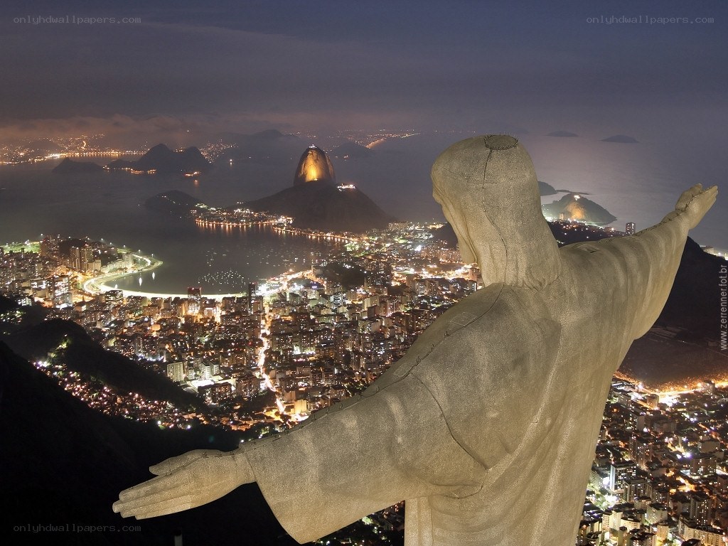Christ the Redeemer at night
