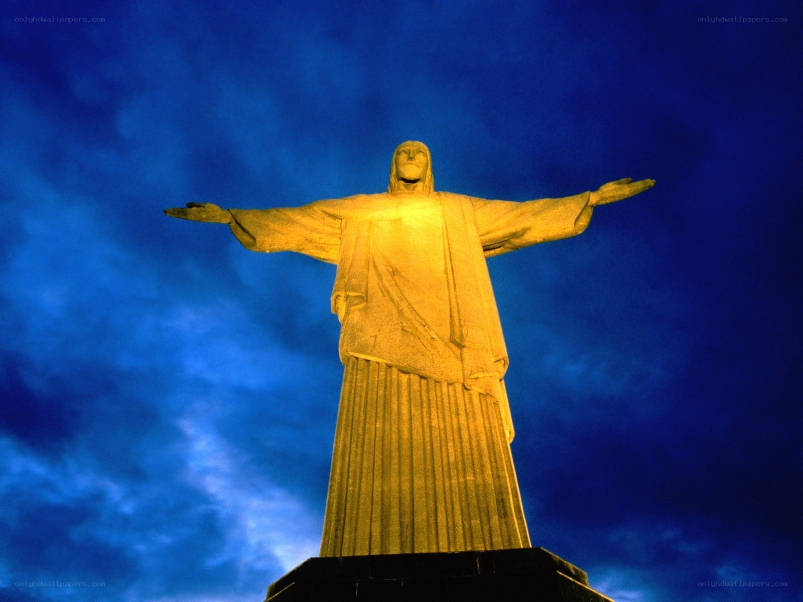 Christ the Redeemer statue at night