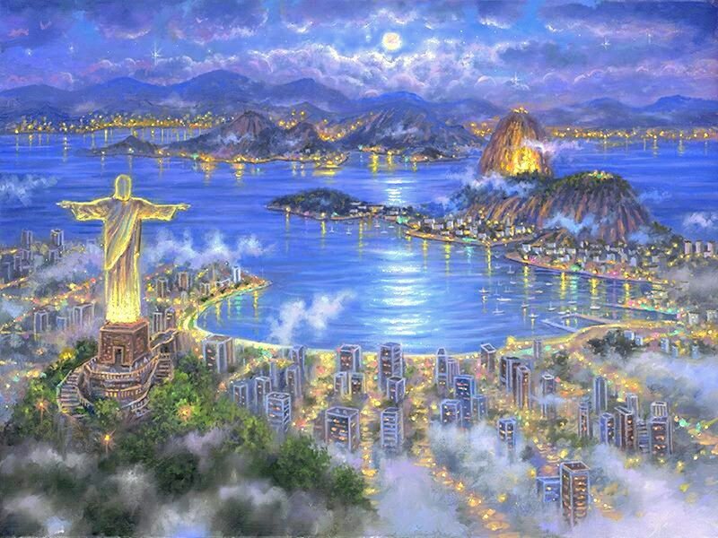 Christ the Redeemer Statue — Blue, Dramatic, Night