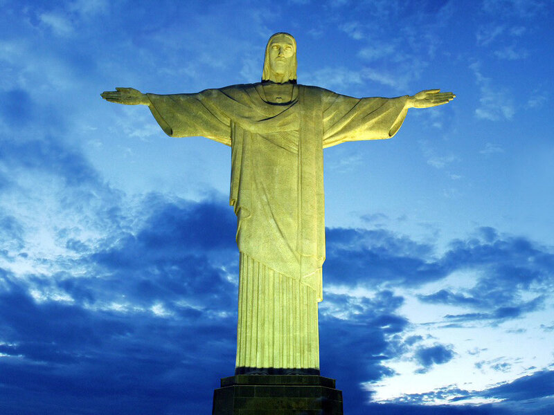 Christ the Redeemer Statue — Blue, Dramatic, Sunset, Photograph, Sky