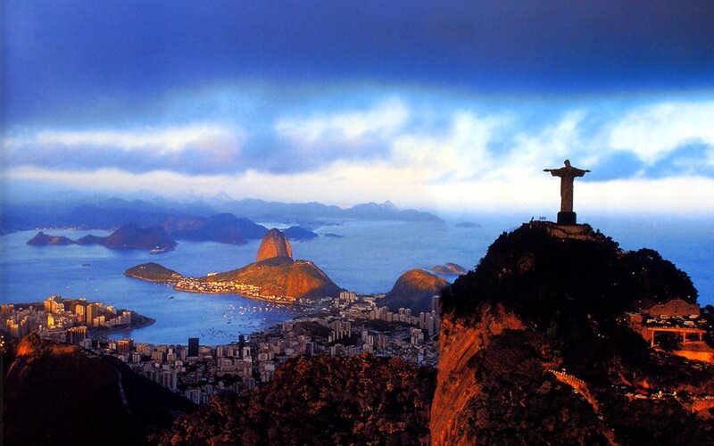Christ the Redeemer Statue — Blue, Dramatic, Sunset, Photograph