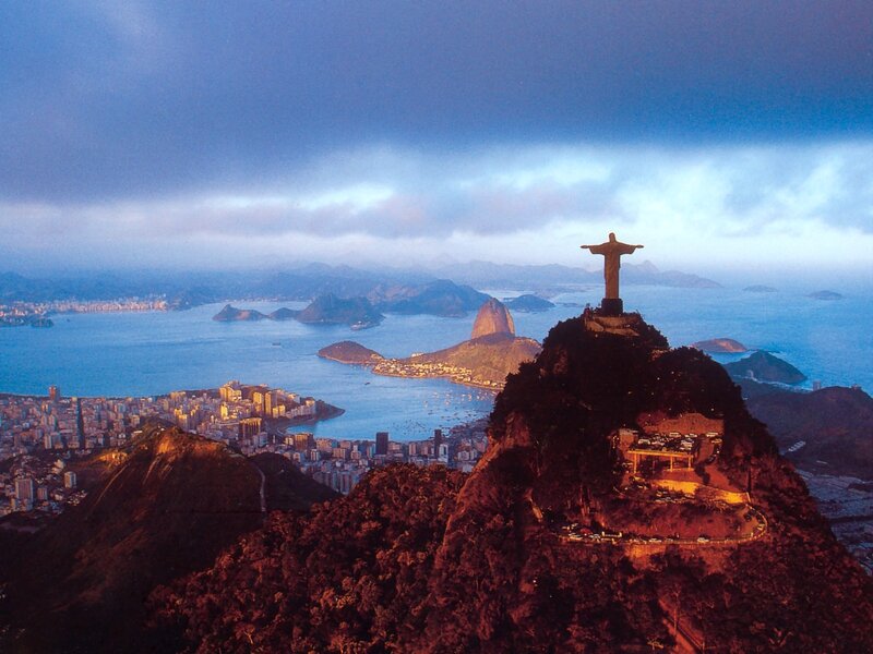 Christ the Redeemer Statue — Blue, Dramatic, Sunset