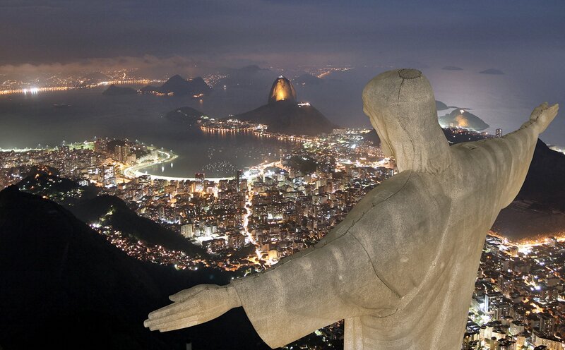 Christ the Redeemer Statue — Gray, Dramatic, Night